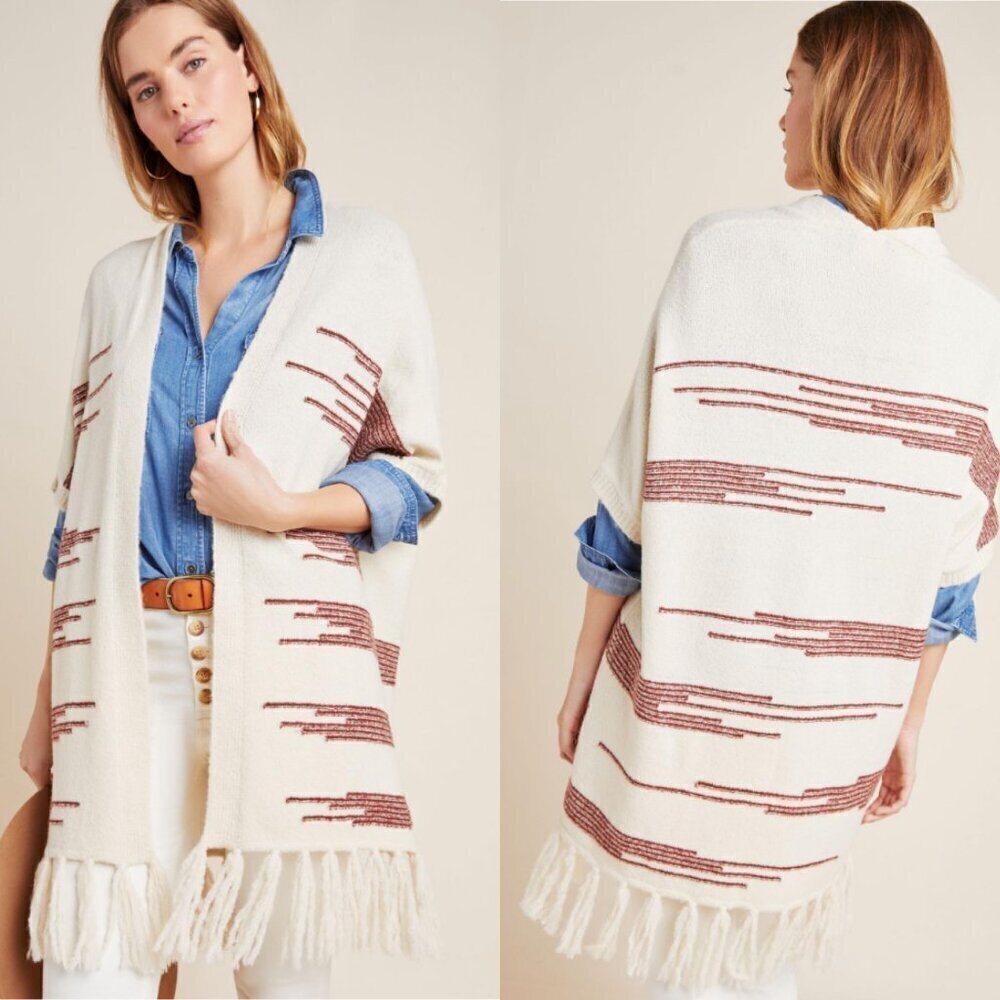 Anthropologie Akemi + Kin Canyon Fringed Wrap Kimono Sweater